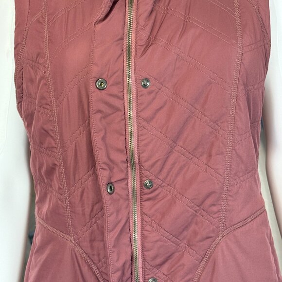 Prana Diva Vest Womens M Mauve Quilted Polyester Snap Sherpa-Lined Winter - Picture 3 of 6